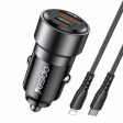 Yesido Y54 60W Fast Charging Car Charger - USB   Lightning - Black Supply