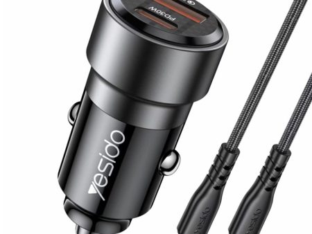 Yesido Y54 60W Fast Charging Car Charger - USB   Lightning - Black Supply