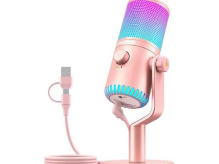 Maonocaster DM30 RGB USB Programmable Gaming Microphone for PC - Pink For Sale