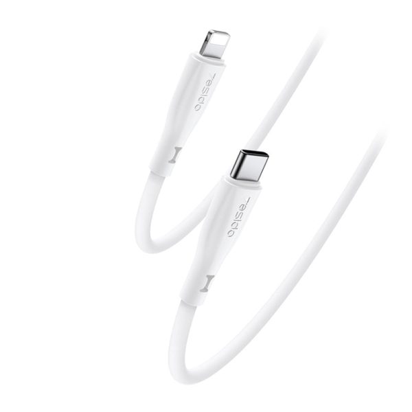 Yesido CA151 8 Pin Silicone Charging Data Cable - 1M   USB   Type-C   Lightning -White Fashion