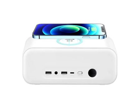 XPower QIC4 All-In-One Wireless Charging with Bluetooth Speaker Alarm Clock - 15W   White Sale