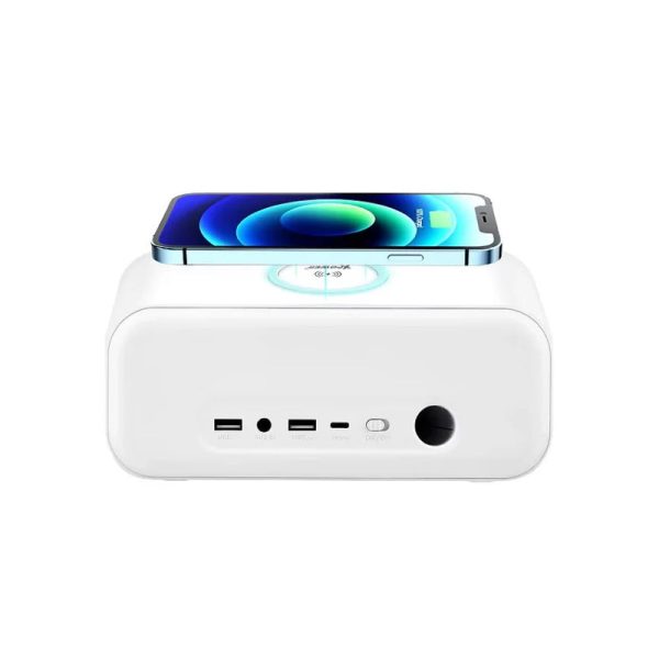 XPower QIC4 All-In-One Wireless Charging with Bluetooth Speaker Alarm Clock - 15W   White Sale