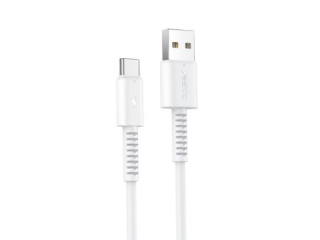 Yesido CA120 PVC Fast Charging Data Cable - 1M   USB   Type-C - White Fashion