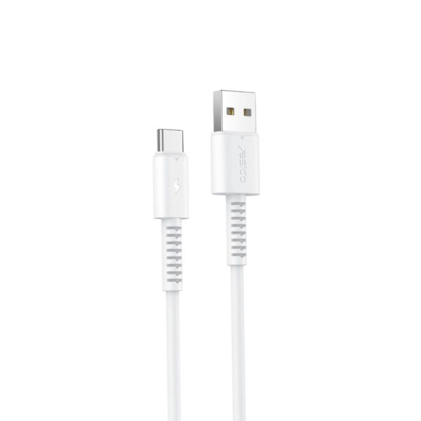 Yesido CA120 PVC Fast Charging Data Cable - 1M   USB   Type-C - White Fashion