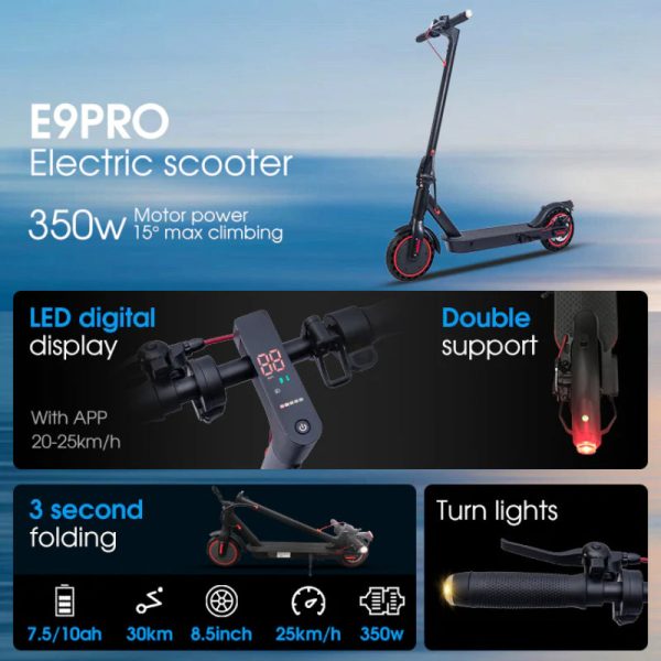 Zwheel E9Pro Foldable Electric Scooter - 8.5-inch   30 KM   350W Online now