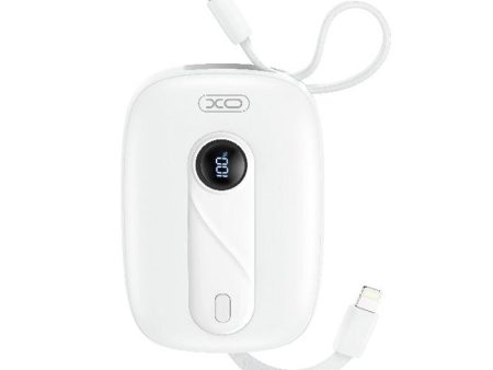 XO Mini Built-In-Cable Power Bank - 10,000mAh   22.5W   White Online