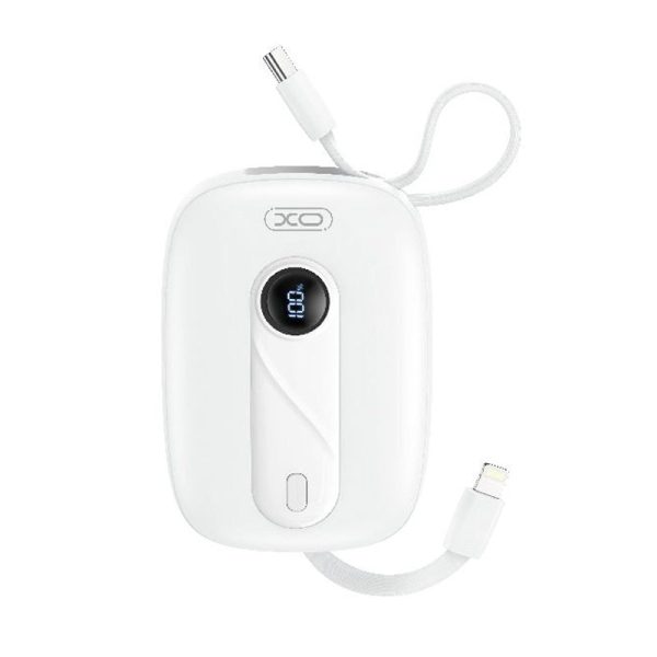 XO Mini Built-In-Cable Power Bank - 10,000mAh   22.5W   White Online