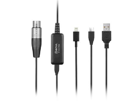 Boya BY-BCA7 PRO Cable With XLR Preamplifier - 6M   XLR   Lighting   USB   Type-C - Black Online Sale