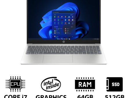 HP 15-FD0144NE - 15.6  FHD   i7   64GB   512GB (NVMe M.2 SSD)   Win 11 Pro   1YW   Natural Silver - Laptop For Sale