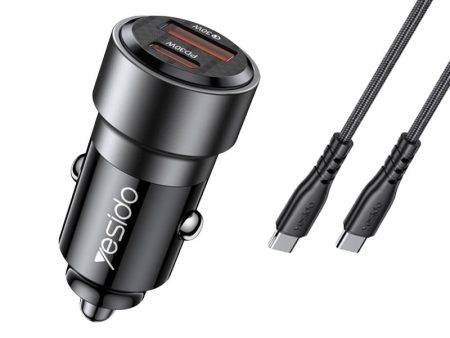 Yesido Y55 60W Fast Charging Car Charger - USB   Type-C - Black Hot on Sale