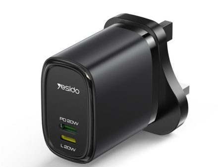 Yesido YC43 20W Fast Charging Charger Adapter - Lighting   Type-C - Black Cheap