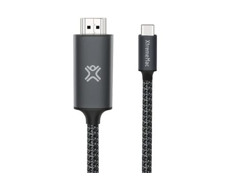 Xtrememac USB-C to HDMI Nylon Braided Cable - 2 Meter   Space Grey Online Hot Sale