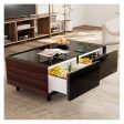 Gamax Elegant Smart Coffee Table with 135L Refrigerator - 2x USB   Wooden Online now