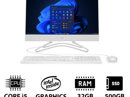 HP 200 G4 AIO PC - i5   32GB   500GB (NVME M.2 SSD)   21.5  FHD Non-Touch   Win 11 Pro   1YW   Snow White - Desktop on Sale