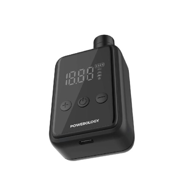 Powerology Super Compact Tire Inflator - 1000mAh   USB-C   Black Supply