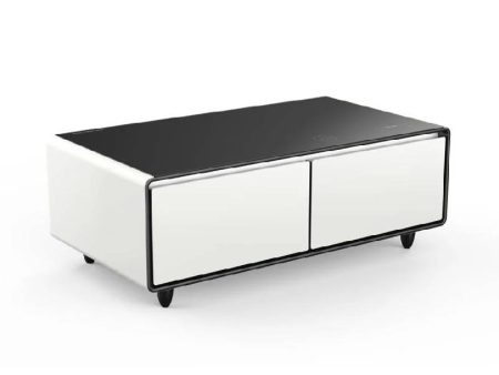 Gamax Elegant Smart Coffee Table with 135L Refrigerator - 2x USB   White For Discount