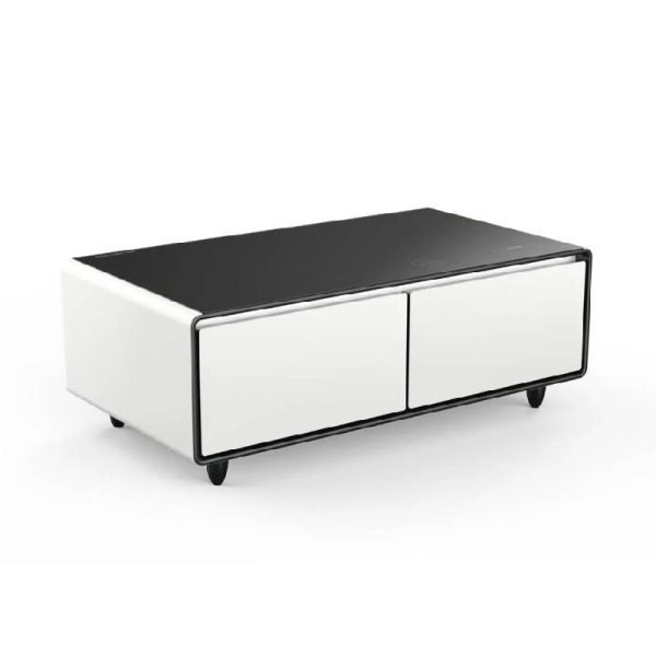 Gamax Elegant Smart Coffee Table with 135L Refrigerator - 2x USB   White For Discount