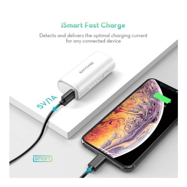 RAVPower Portable Power Bank with iSmart QC - 3350mAh   White Online Hot Sale