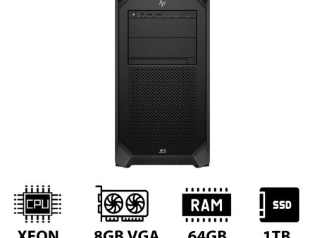 HP Z8 G5 Workstation - Xeon-2.0GHz   12-Cores   64GB   T1000 8GB VGA   1TB (NVMe M.2 SSD)   DOS (Without OS)   3YW Fashion