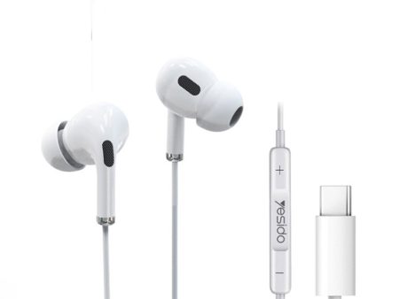 Yesido YH35 in-ear Noise Cancelling Wired Earphone - 1.2M   Type-C - White For Sale