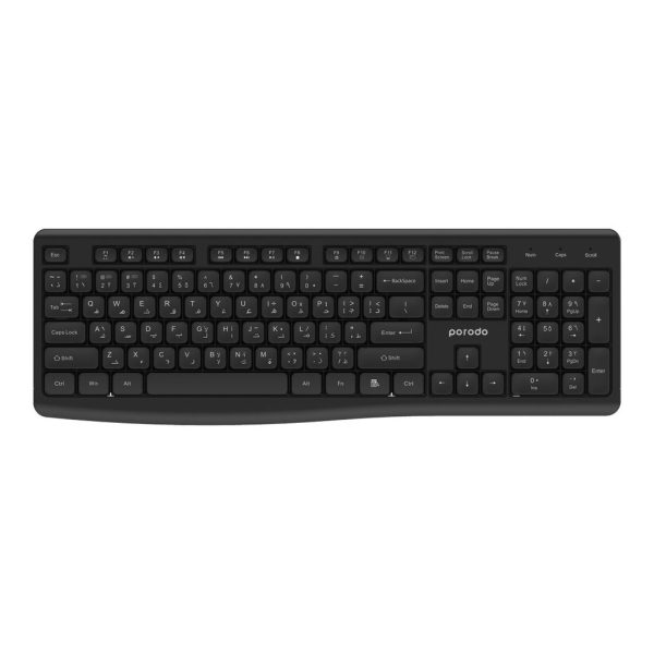 Porodo Wireless 2.4G+BT Keyboard with Mouse - Black For Sale