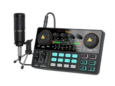 Maonocaster AU-AM200S1 Lite Portable All-In-One Podcast Production Studio With Microphone And Audio Interface - Black Cheap