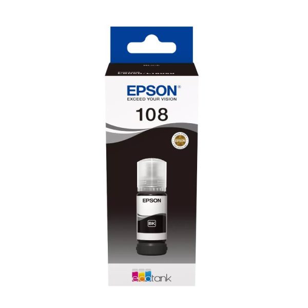 Epson 108 EcoTank Black Ink Bottle - 3600 Pages   Black Color   Ink Bottle Cheap