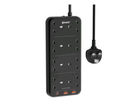 XPower PS8A 11 Output Sockets Power Strip - 3250W   1 x Type-C   2 x USB 3.0   Black Supply