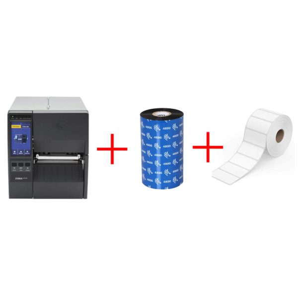 Zebra ZT231 Industrial Label Printer + Zebra 50mm x 25mm Synthetic White Face Layer + Zebra Resin Ribbon - Bundle Offer Supply