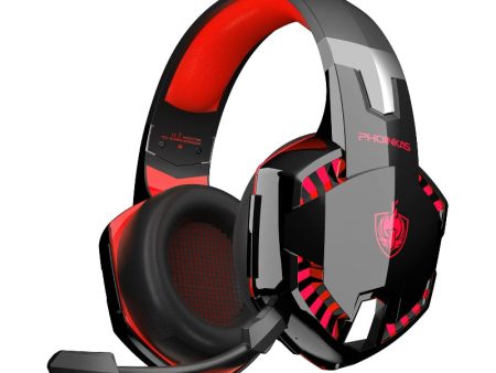 PHOINIKAS G2000BT Gaming Headphones with Adapter - Red For Sale