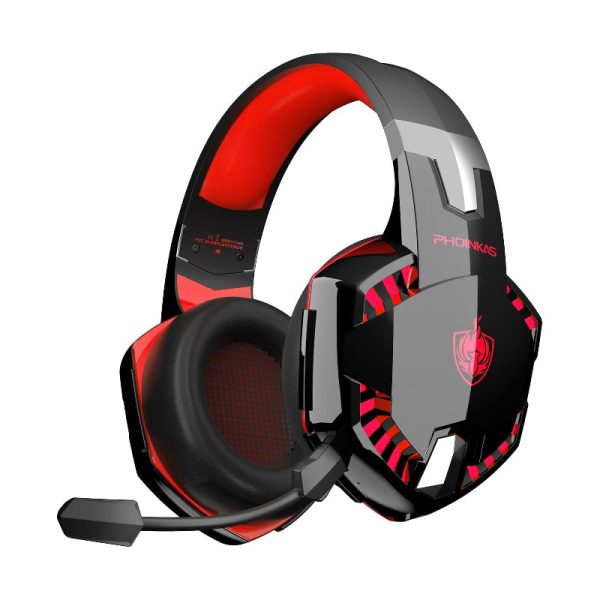 PHOINIKAS G2000BT Gaming Headphones with Adapter - Red For Sale