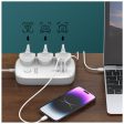 Ldnio 3 Extension Power Socket - 3 Way   USB-A   USB-C   White Grey Supply