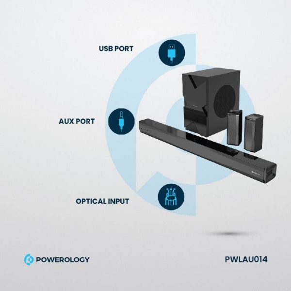 Powerology Home Theater System - 5.1CH   370W   Bluetooth   Black Hot on Sale