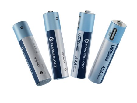 Powerology USB-C Rechargeable Lithium-ION AA Battery (4pc pack) Online Sale