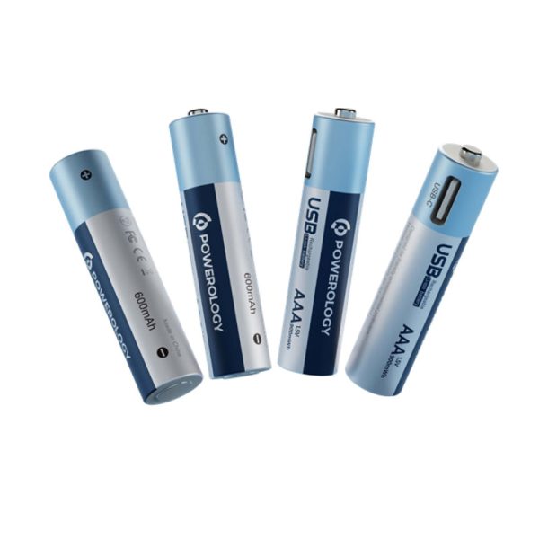 Powerology USB-C Rechargeable Lithium-ION AA Battery (4pc pack) Online Sale