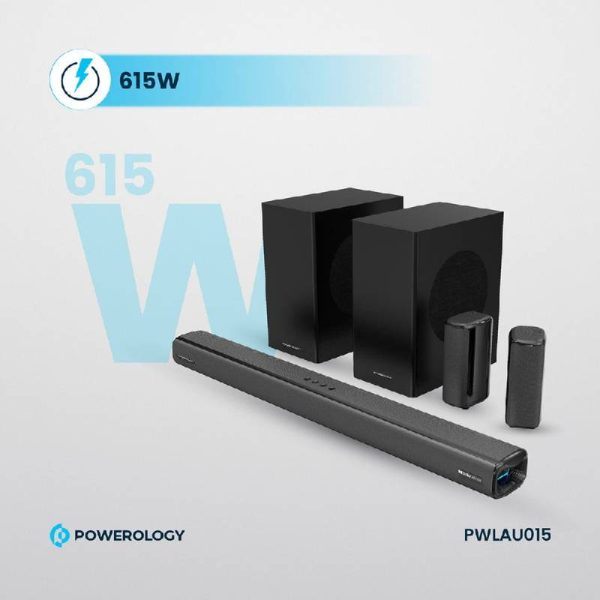 Powerology Dual Woofer Wireless Home Theater - 5.2.4CH   Bluetooth   Black Fashion