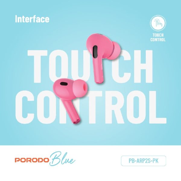 Porodo Blue Earbuds Pro2 - 1.47  Touch   Wireless   ANC   USB-C   Pink Online Hot Sale