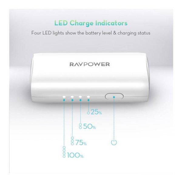 RAVPower Portable Power Bank with iSmart QC - 3350mAh   White Online Hot Sale