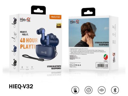 Hie-Q V32 Earbuds - Blue Discount