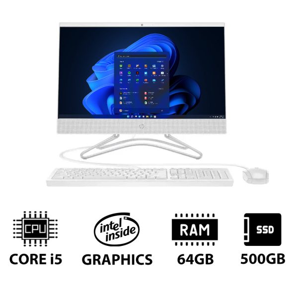 HP 200 G4 AIO PC - i5   64GB   500GB (NVME M.2 SSD)   21.5  FHD Non-Touch   Win 11 Pro   1YW   Snow White - Desktop Hot on Sale