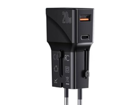 Yesido MC17 Universal Travel Charger - 20W   USB-C   USB-A   Black Fashion