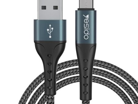 Yesido CA63 Aluminum Alloy Nylon Braided Fast Charging Data Cable - 2M   USB   Micro - Black For Cheap