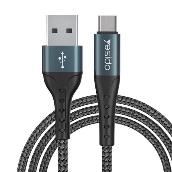 Yesido CA63 Aluminum Alloy Nylon Braided Fast Charging Data Cable - 2M   USB   Micro - Black For Cheap