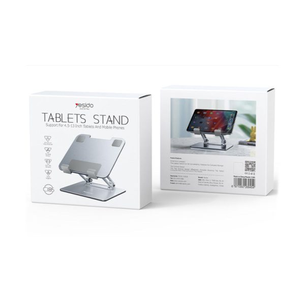 Yesido C185 Universal Tablet Holder Adjustable Aircooled Foldable - Silver Sale