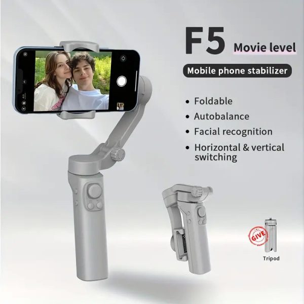 F5 Plus Foldable Handheld Mobile Gimbal Stabilizer - USB   Type-C - Gray For Discount