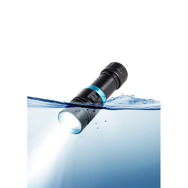 Porodo 1200 lumens waterproof flashlight - Black Online