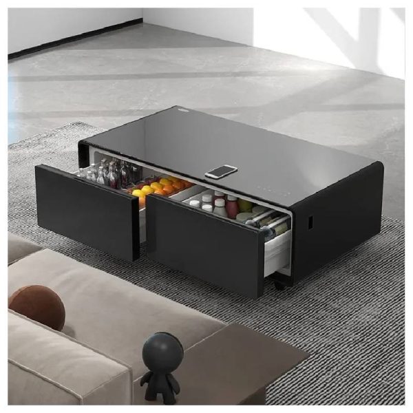 Gamax Elegant Smart Coffee Table with 135L Refrigerator - 2x USB   Black Online Hot Sale