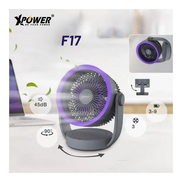 Xpower F17 Portable Desktop Circulation Fan - Grey Hot on Sale