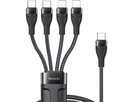 Yesido CA110 4 in 1 Charging Data Cable | Type-C to 2 TC + 2 IP Mobile Phone Charging Cable For Sale