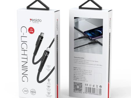 Yesido CA115 Data Transfer And Charge Cable - 3M   Type-C   Lighting - Black For Sale